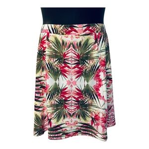 INC Tropical Bloom Ivory Palm Floral Pull On Scuba Office Casual Spring Skirt